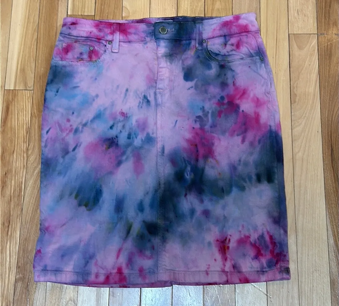 8 reg denim Tye dye skirt