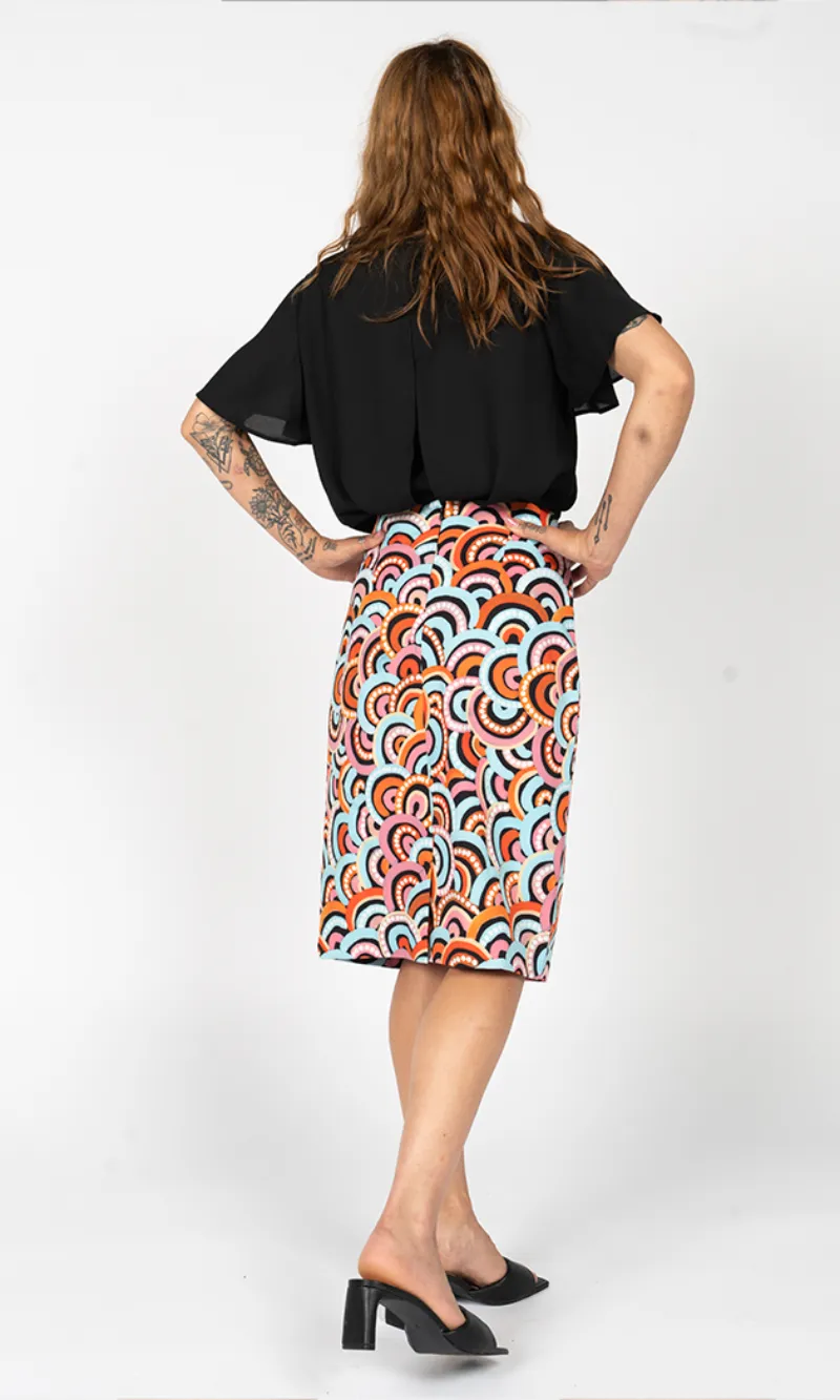 Aboriginal Art Pencil Skirt Kang Mountain
