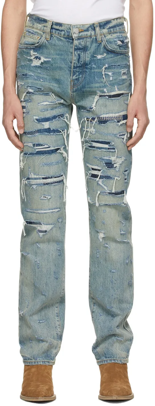AMIRI Indigo Boro Repair Jeans