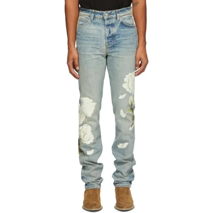 AMIRI Indigo Flower Painted Jeans