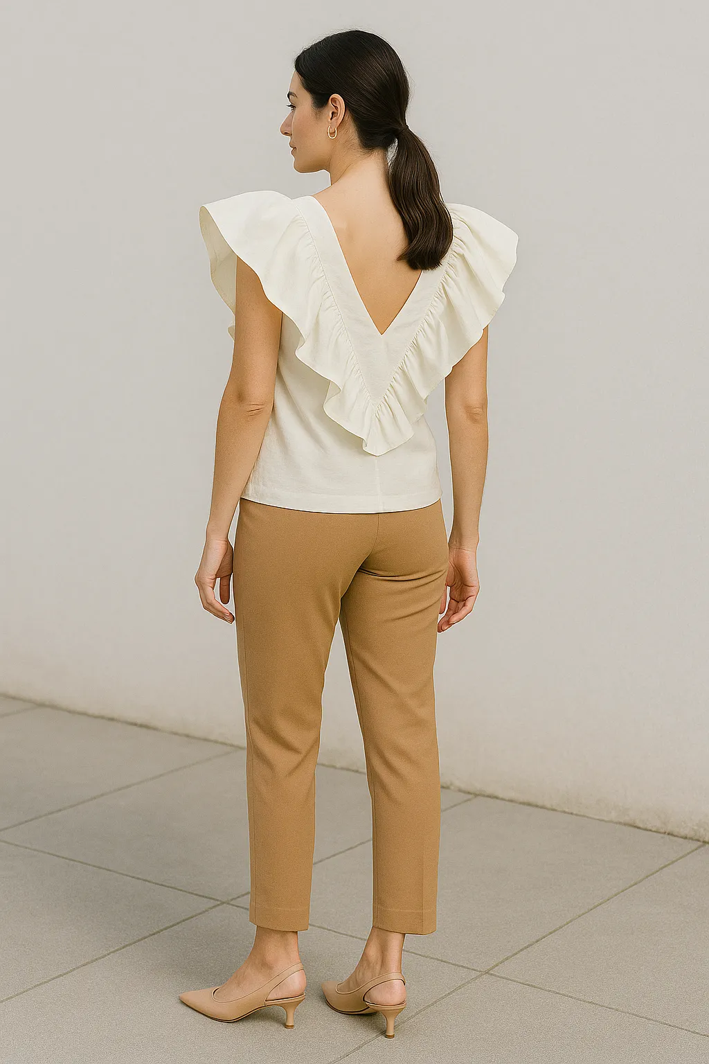 Arggido Ruffle Trim Short Sleeve Top Style 48556