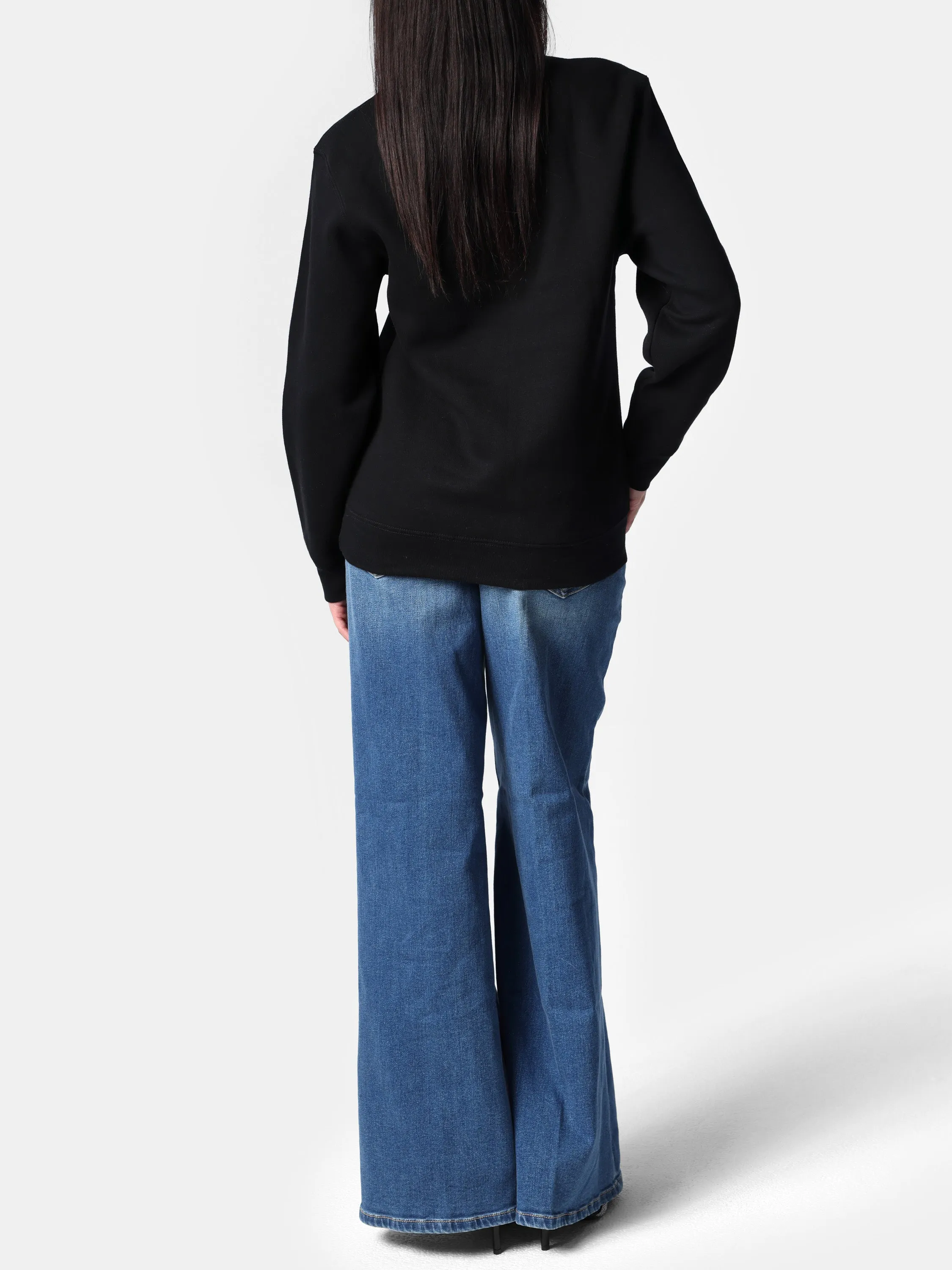 Bedazzled Black Twin Hearts Crewneck Sweater