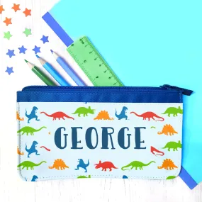 Children's Personalised Dinosaur Pattern Fabric Pencil Case