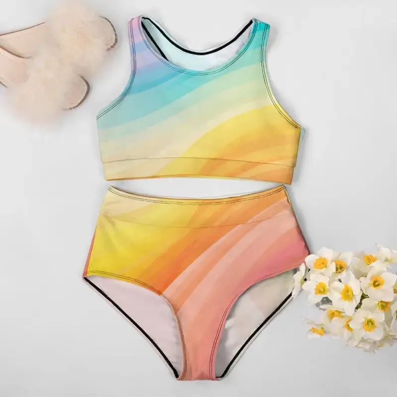 Dolphin-Approved Multicolor Two Piece Bikini for Beachy Shenanigans