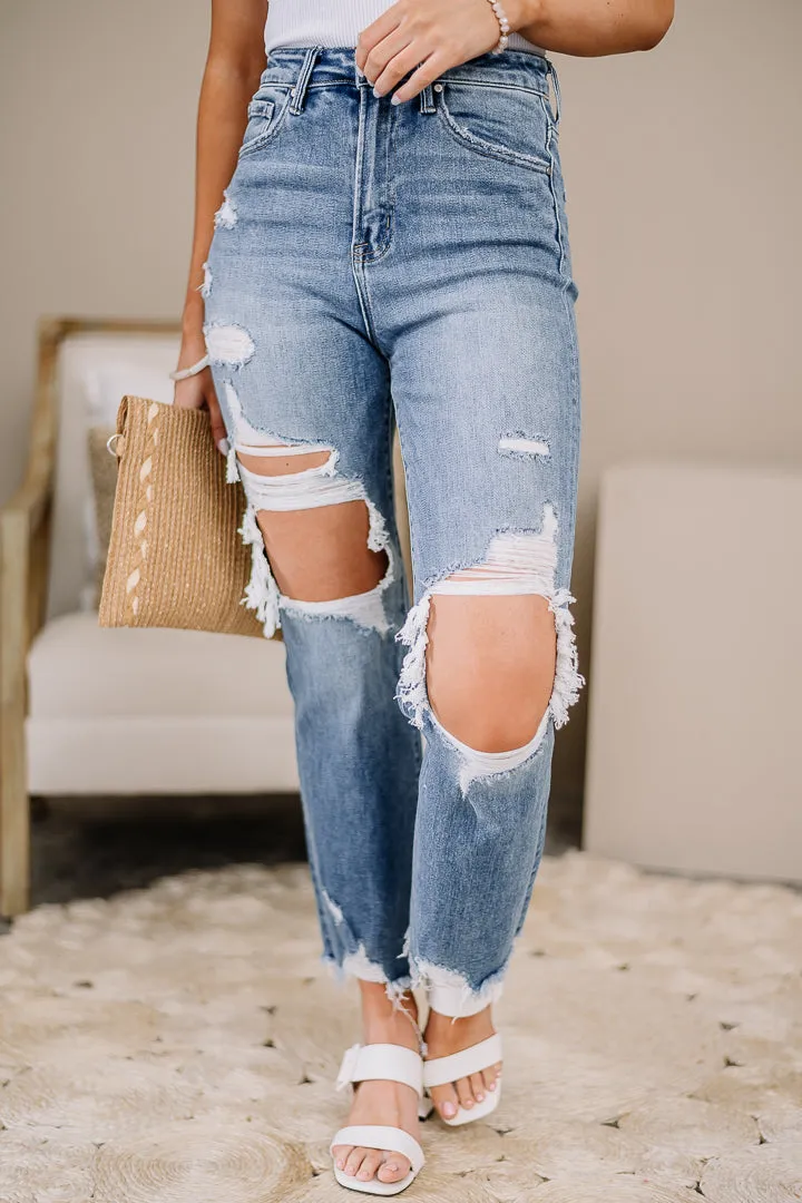 High Rise Cropped Straight Jeans