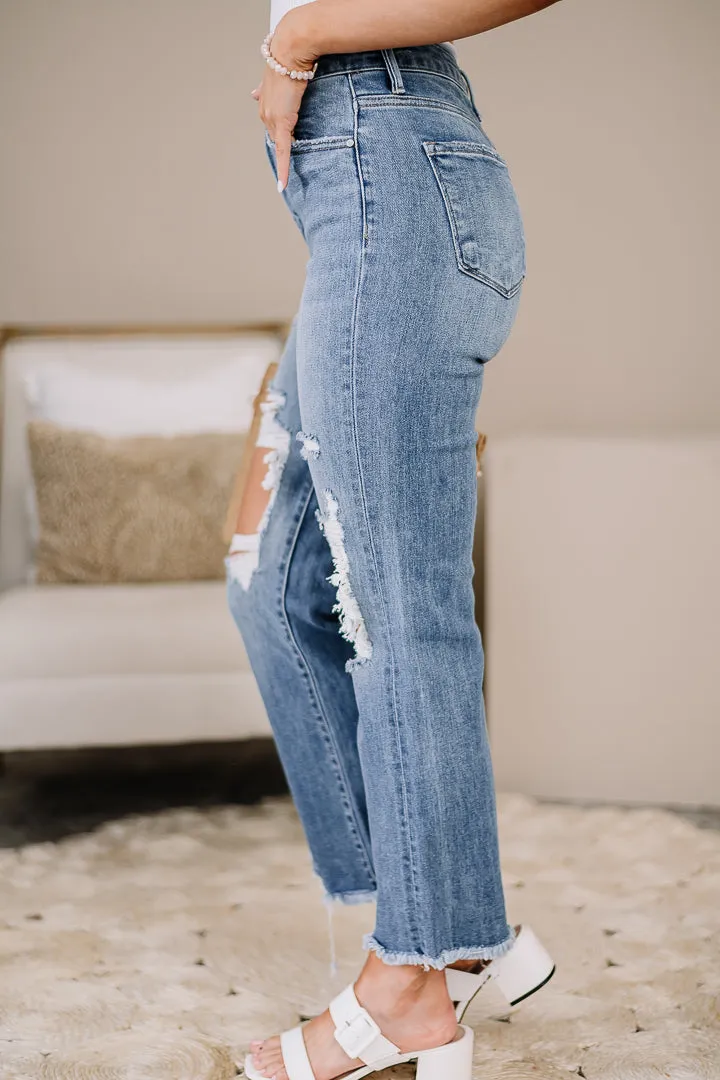 High Rise Cropped Straight Jeans