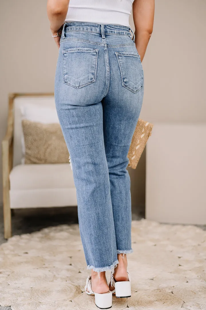 High Rise Cropped Straight Jeans