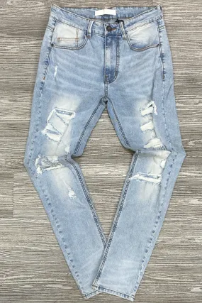 KDNK- distressed jeans (lt blue)