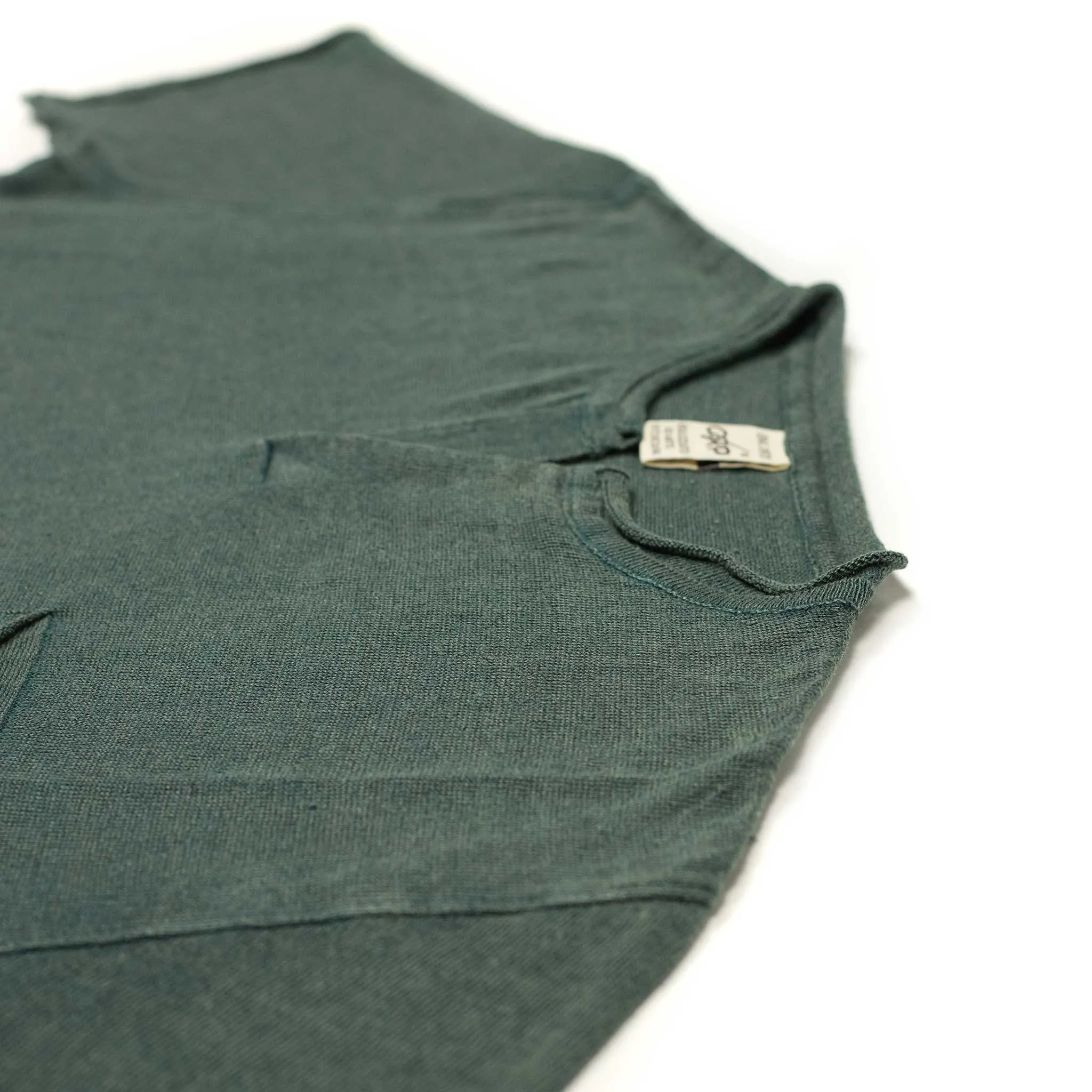 Knit short sleeve henley tee in faded petrol linen (restock)