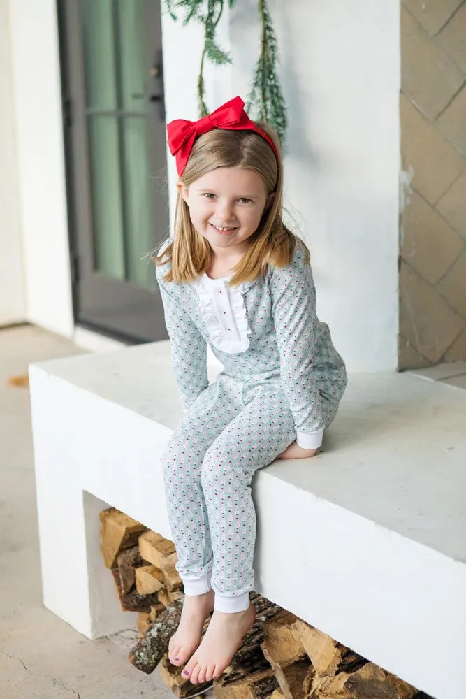 Lila & Hayes Girls Alden Pajamas Set - Green Festive Christmas Trees