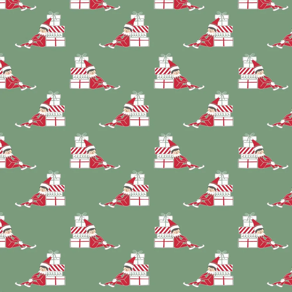 Lila & Hayes Girls Alden Pajamas Set - Green Santa's Helper Elf