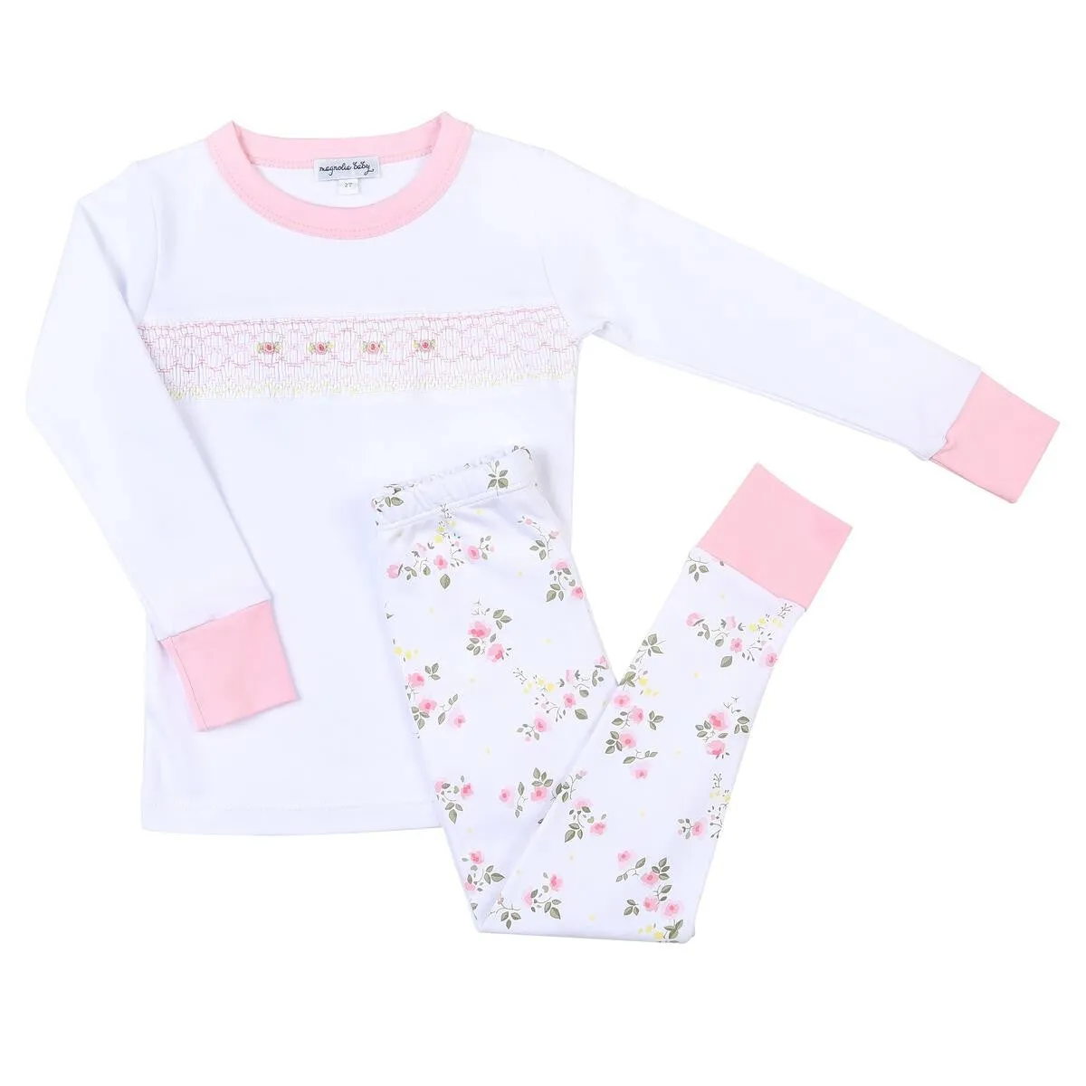 Magnolia Baby Little Girls Pink Grace's Classics Smocked Long Pajamas