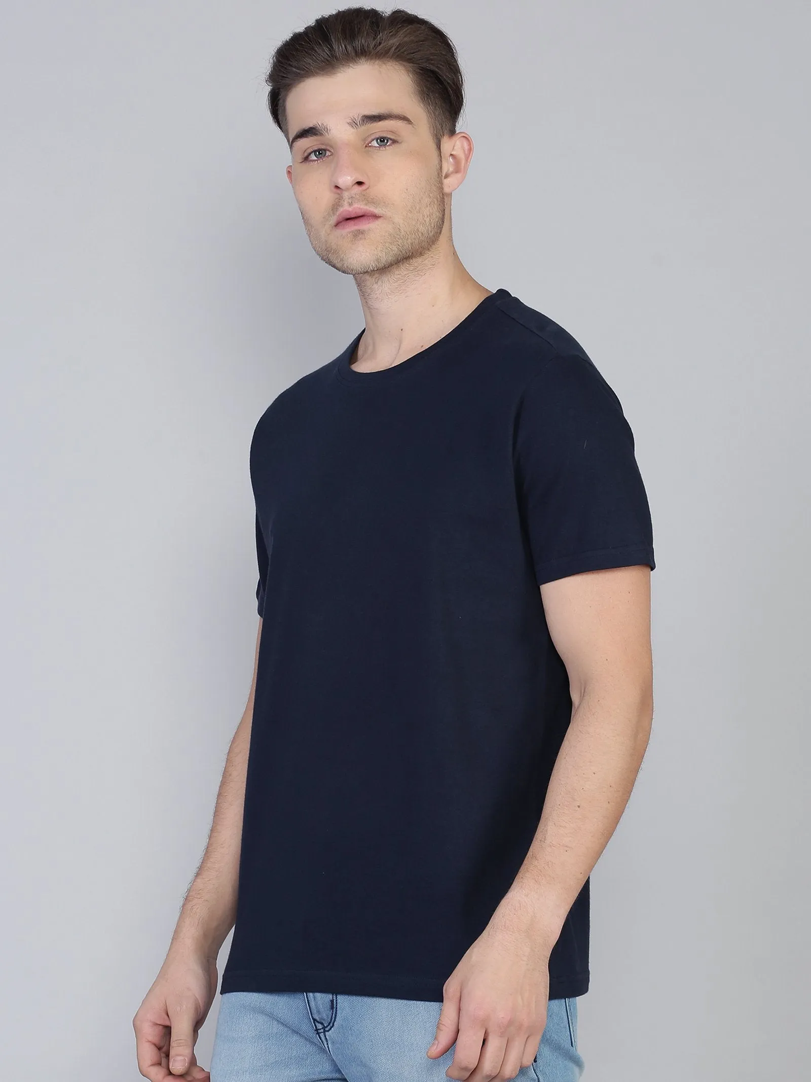 MEN'S MAROON/GREEN/NAVY SOLID SLIM FIT T.SHIRT
