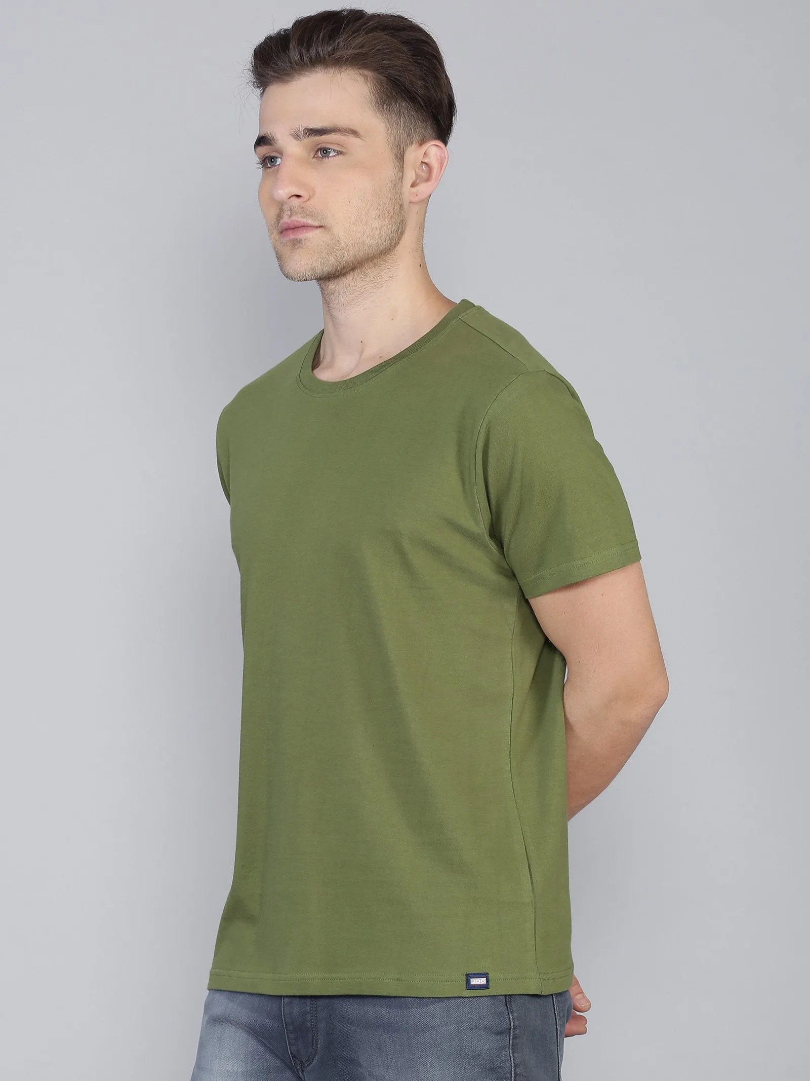 MEN'S MAROON/GREEN/NAVY SOLID SLIM FIT T.SHIRT