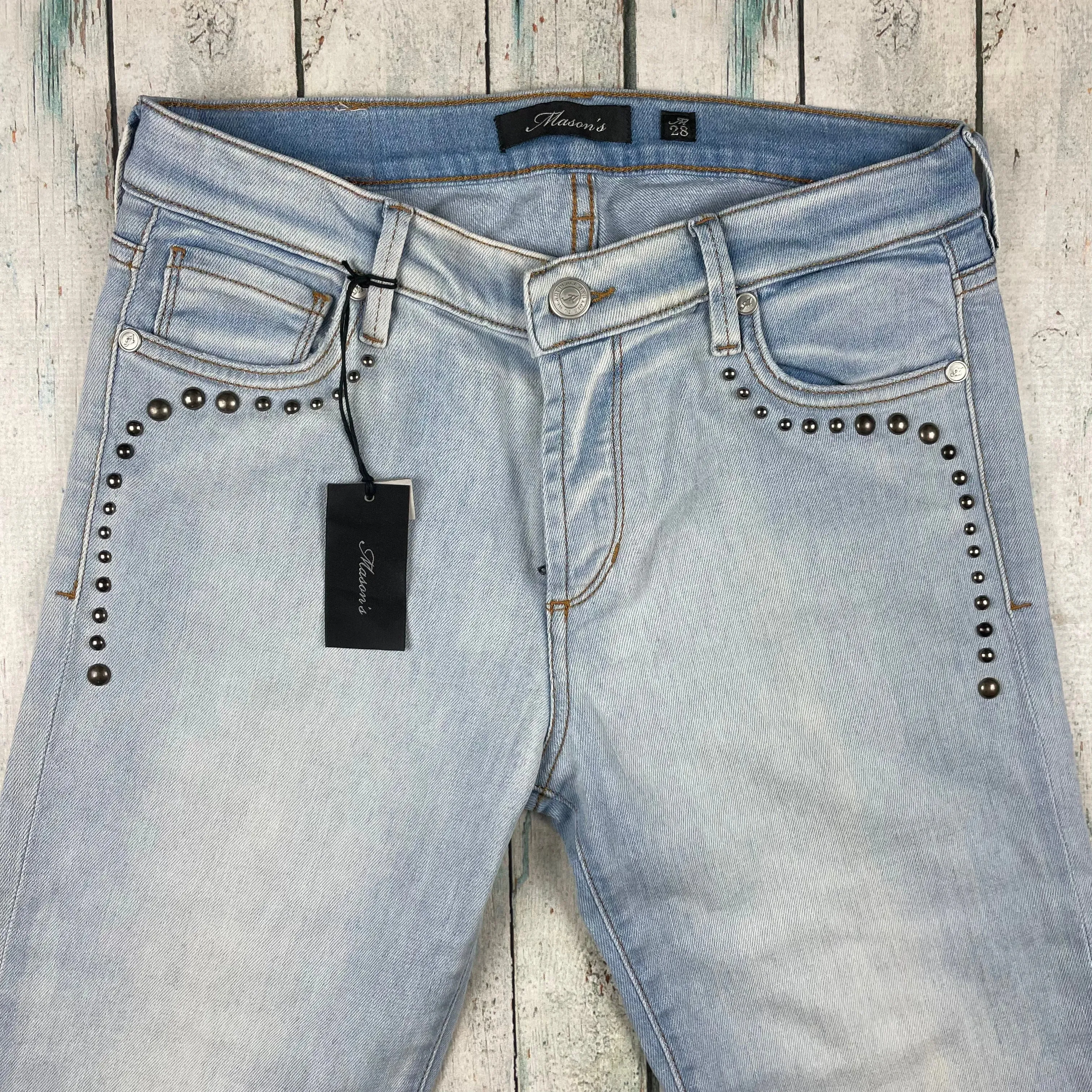 NWT - Masons - Stunning Italian Studded 'Delfina' Jeans  -Size 28