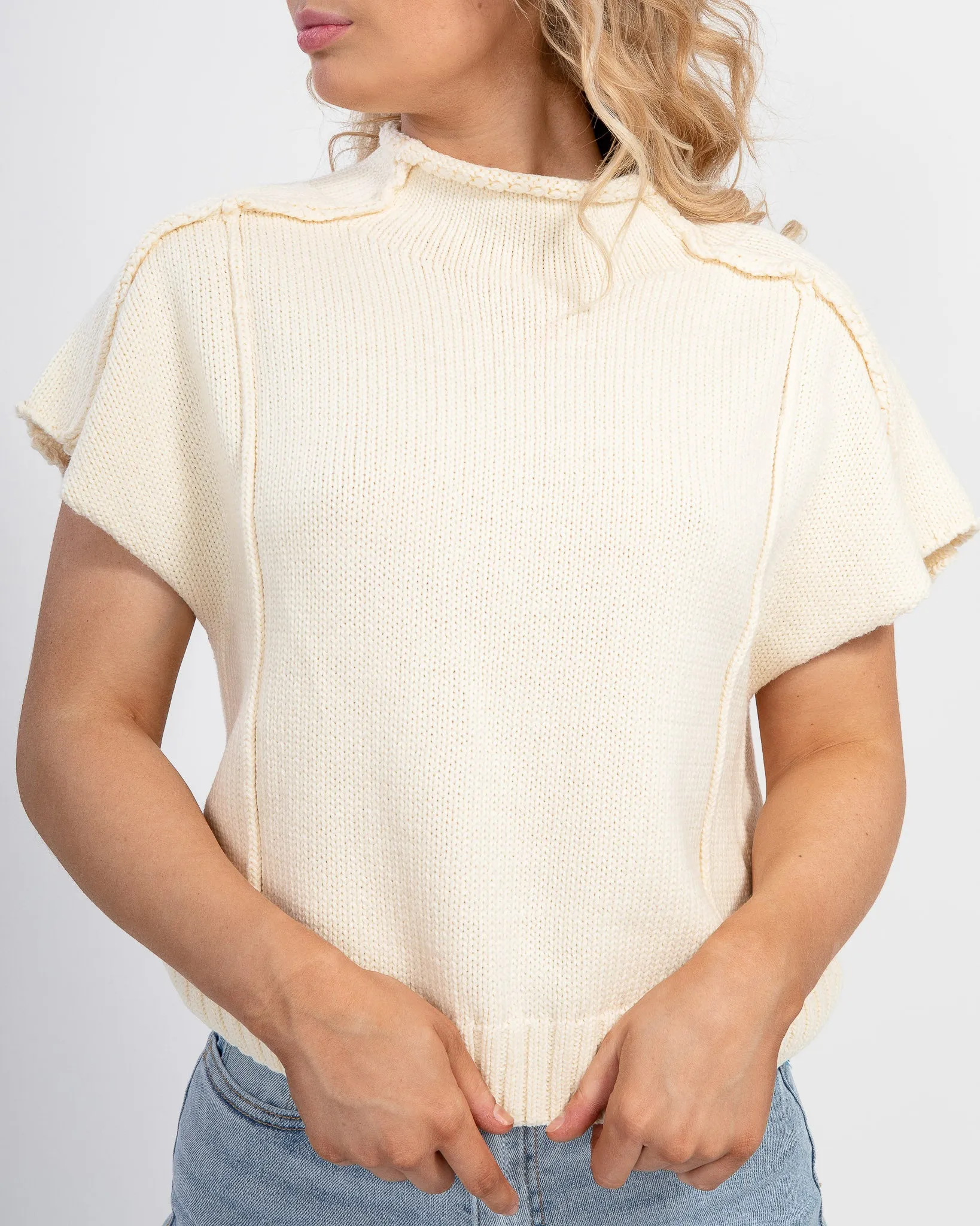 Phase in Sweater Vest: Cream