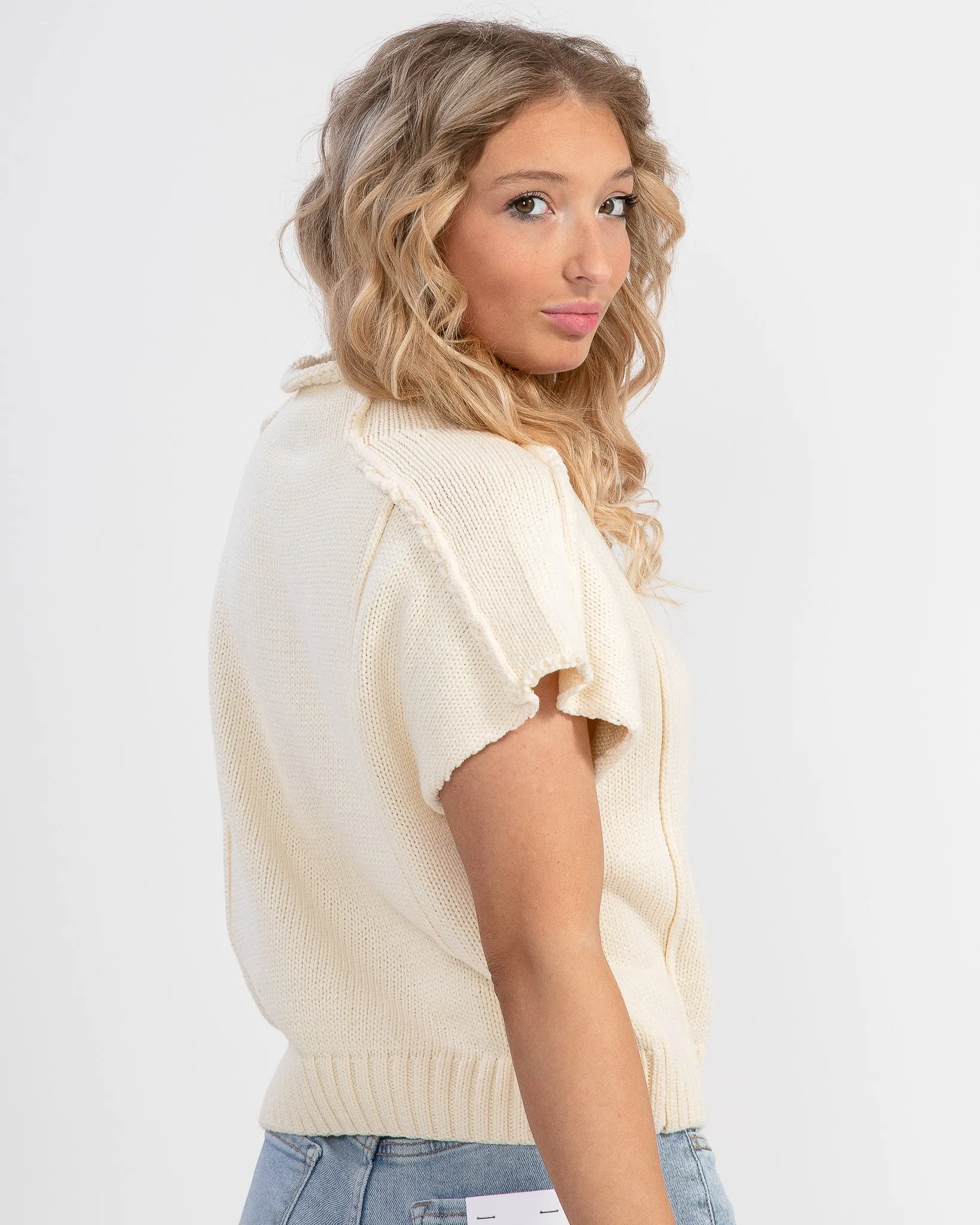 Phase in Sweater Vest: Cream