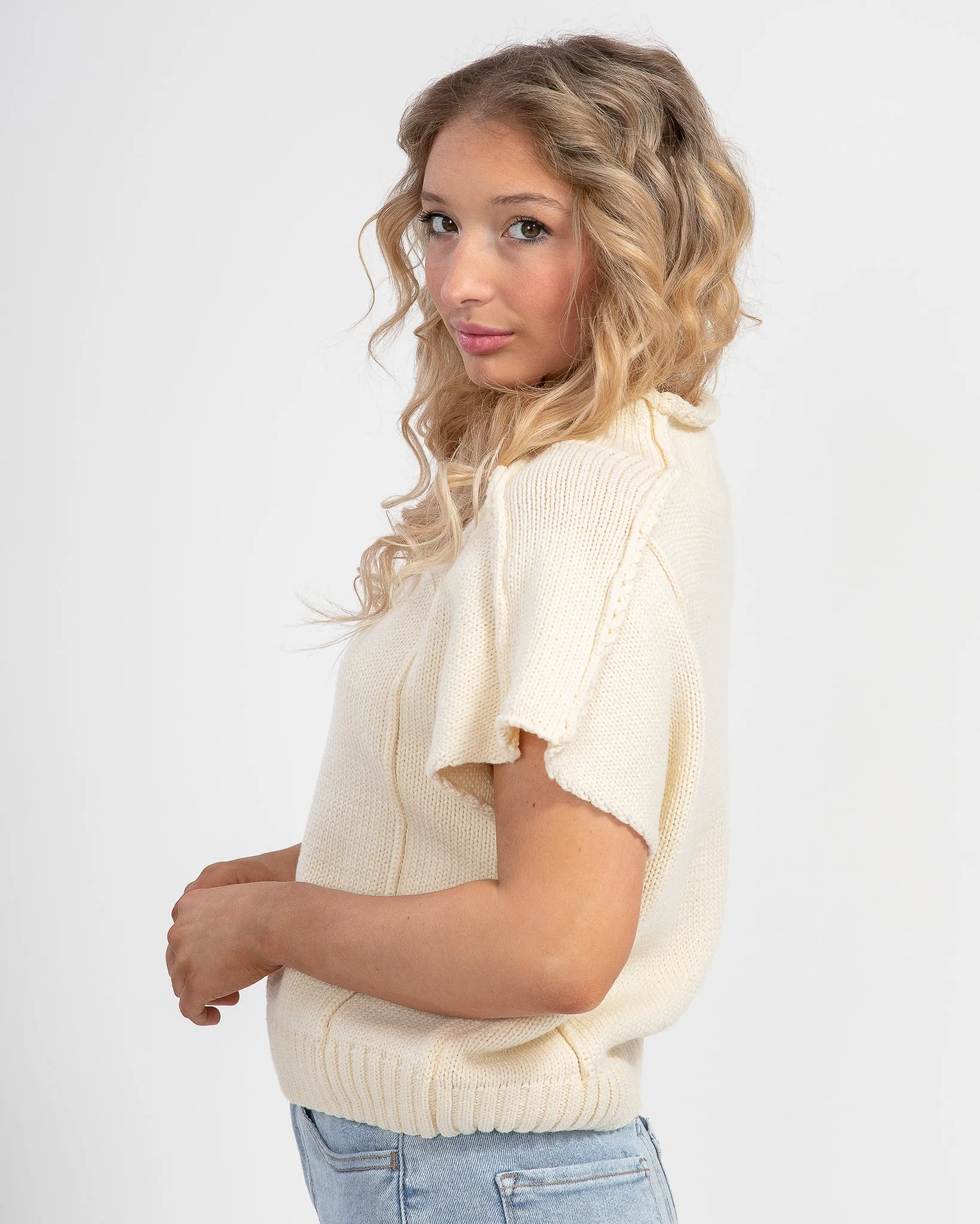 Phase in Sweater Vest: Cream
