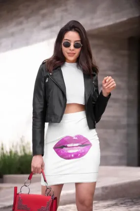 PURPLE LIPS Pencil Skirt