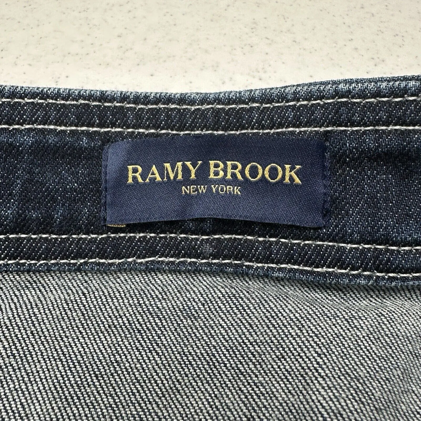 Ramy Brook Skirt Womens 26 Marietta Denim Blue Jean Midi Pencil Zipper Slit EUC