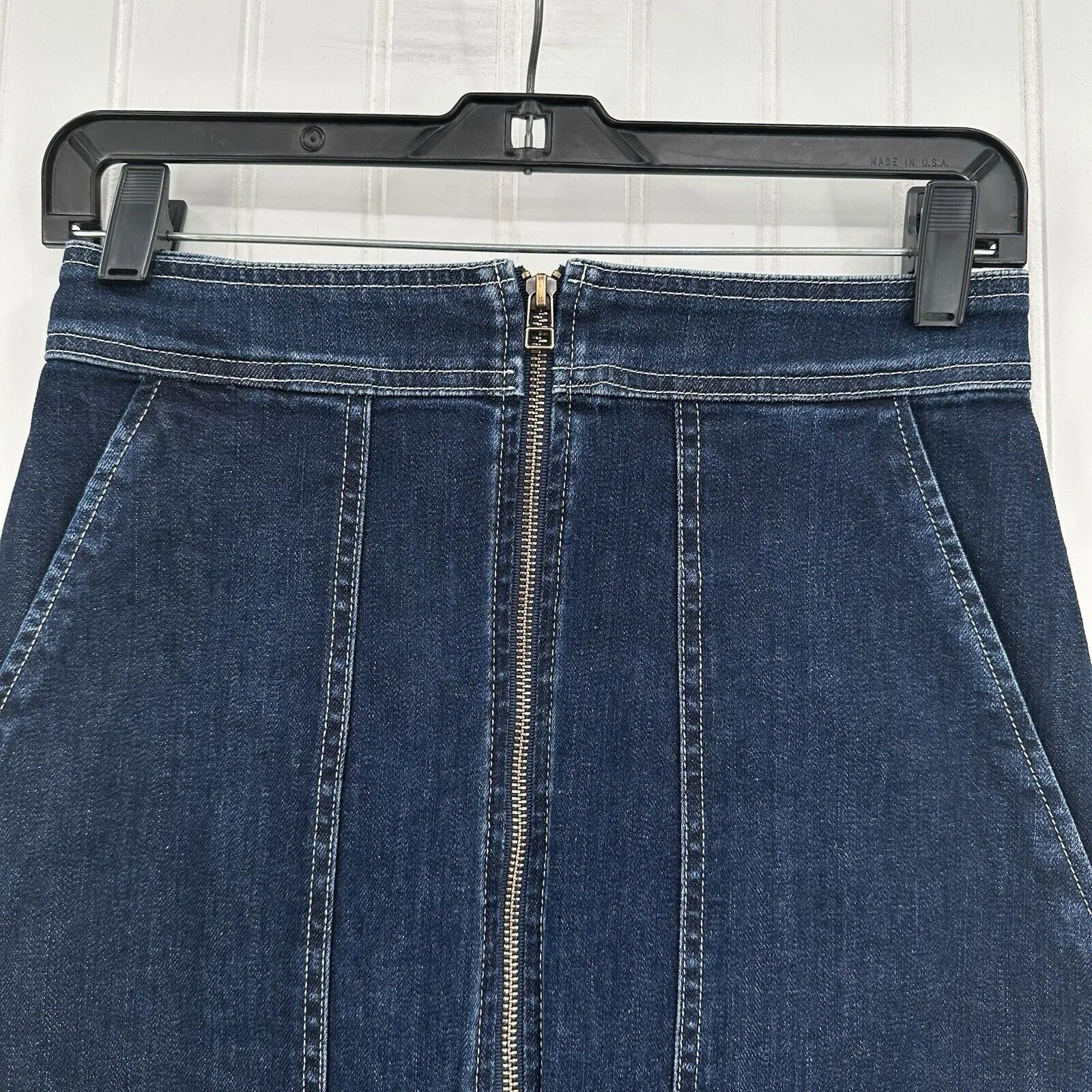 Ramy Brook Skirt Womens 26 Marietta Denim Blue Jean Midi Pencil Zipper Slit EUC
