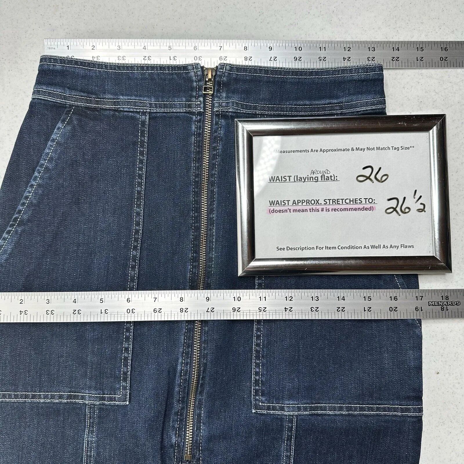 Ramy Brook Skirt Womens 26 Marietta Denim Blue Jean Midi Pencil Zipper Slit EUC