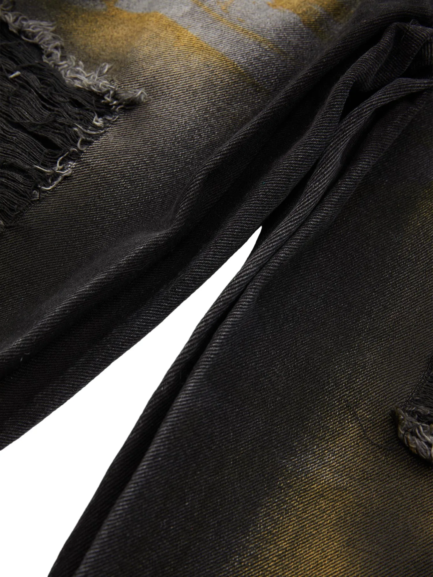 Sneakerhill Hip-hop Washed Distressed Loose Spray-dyed Jeans