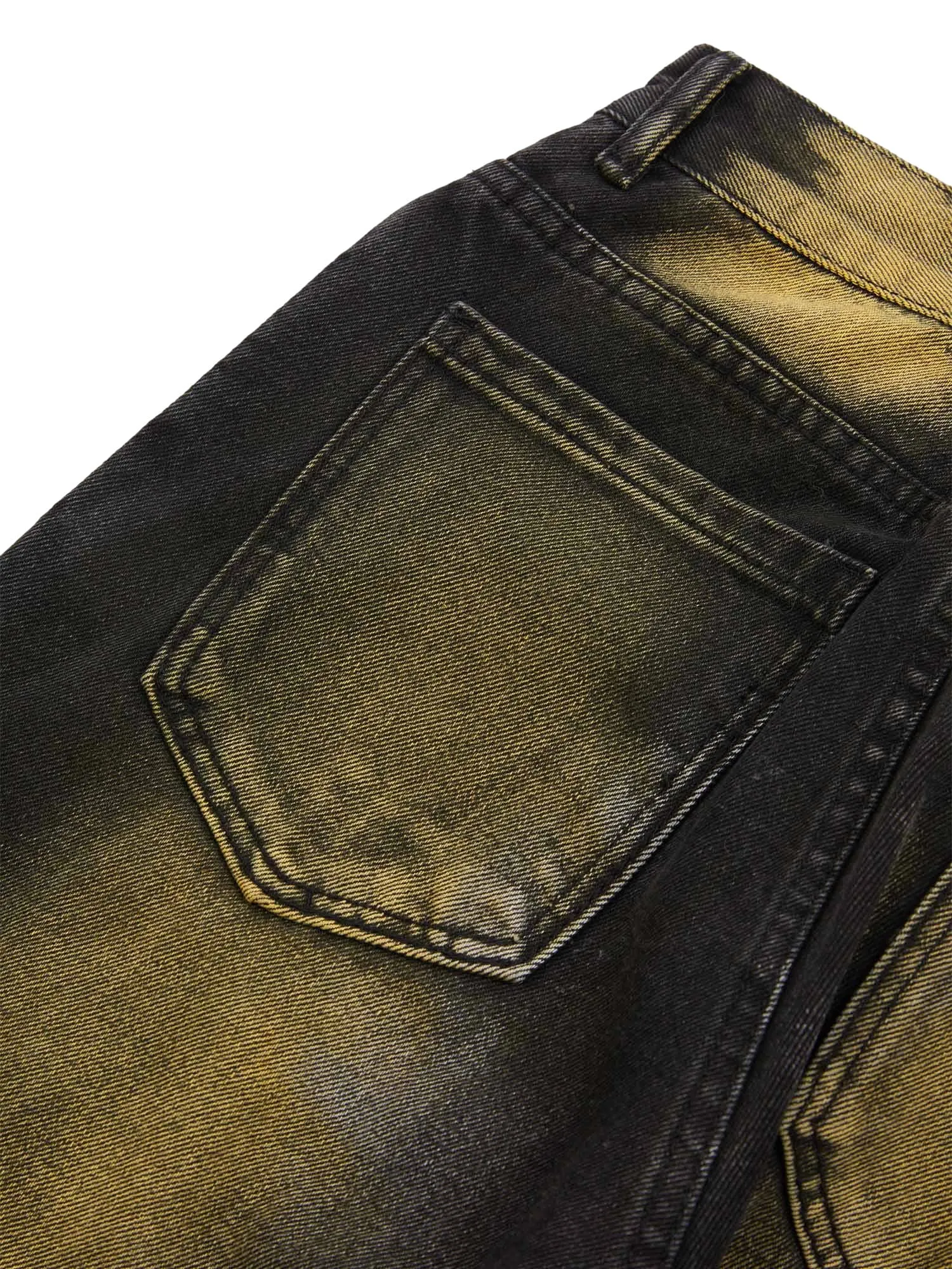 Sneakerhill Hip-hop Washed Distressed Loose Spray-dyed Jeans