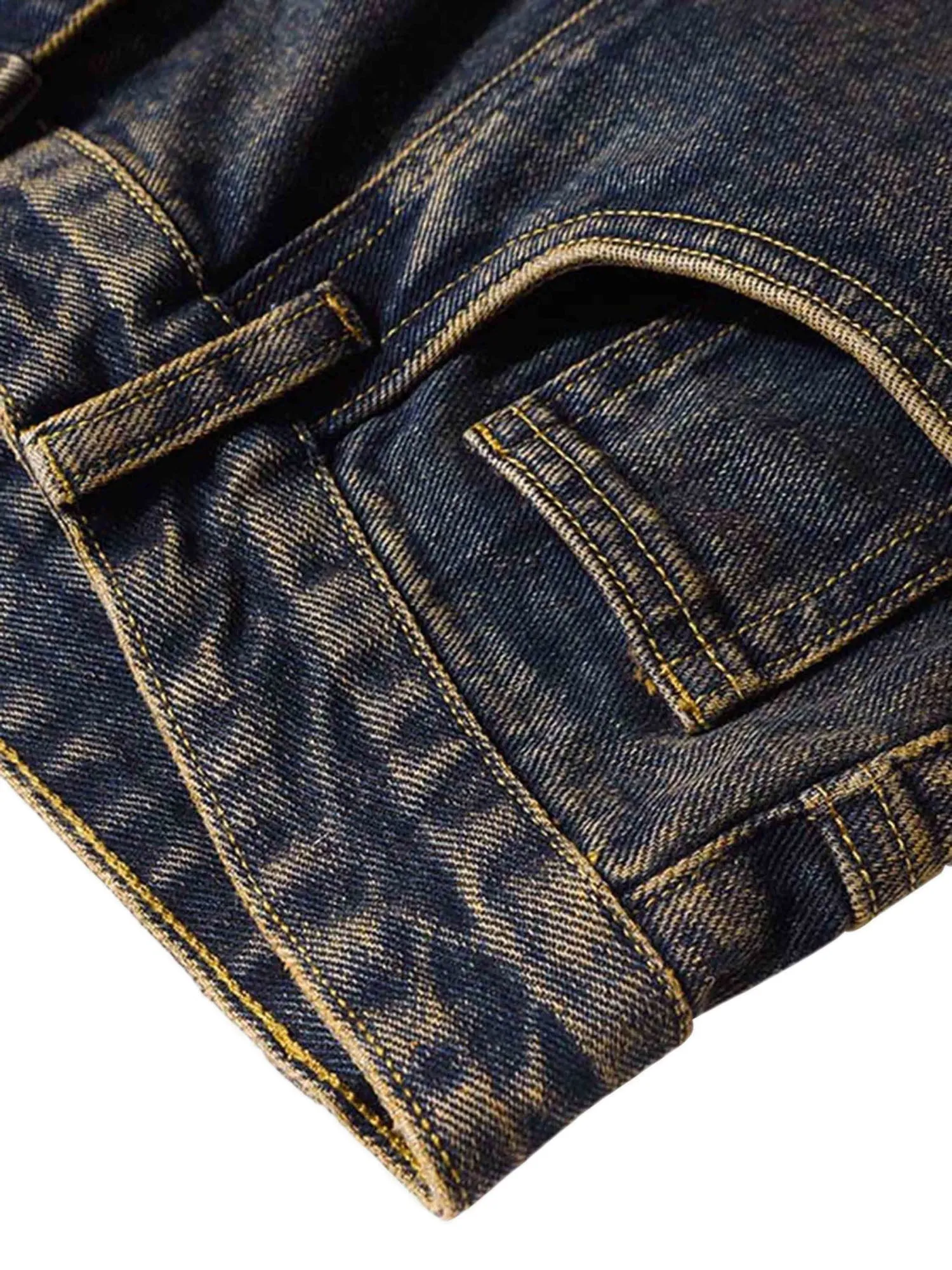 Sneakerhill Washed And Distressed Multi-pocket Jeans - 1698