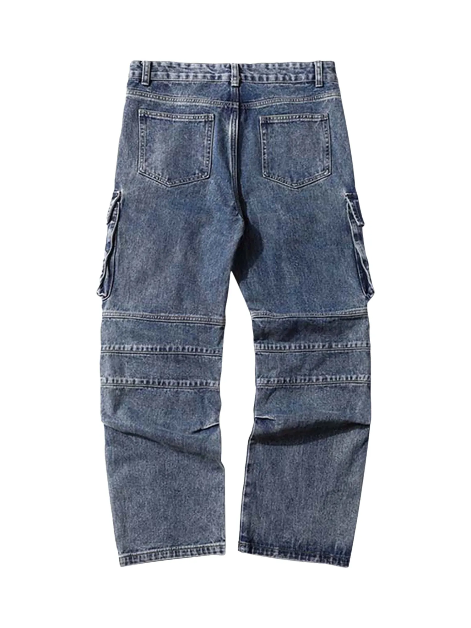 Sneakerhill Washed And Distressed Multi-pocket Jeans - 1698