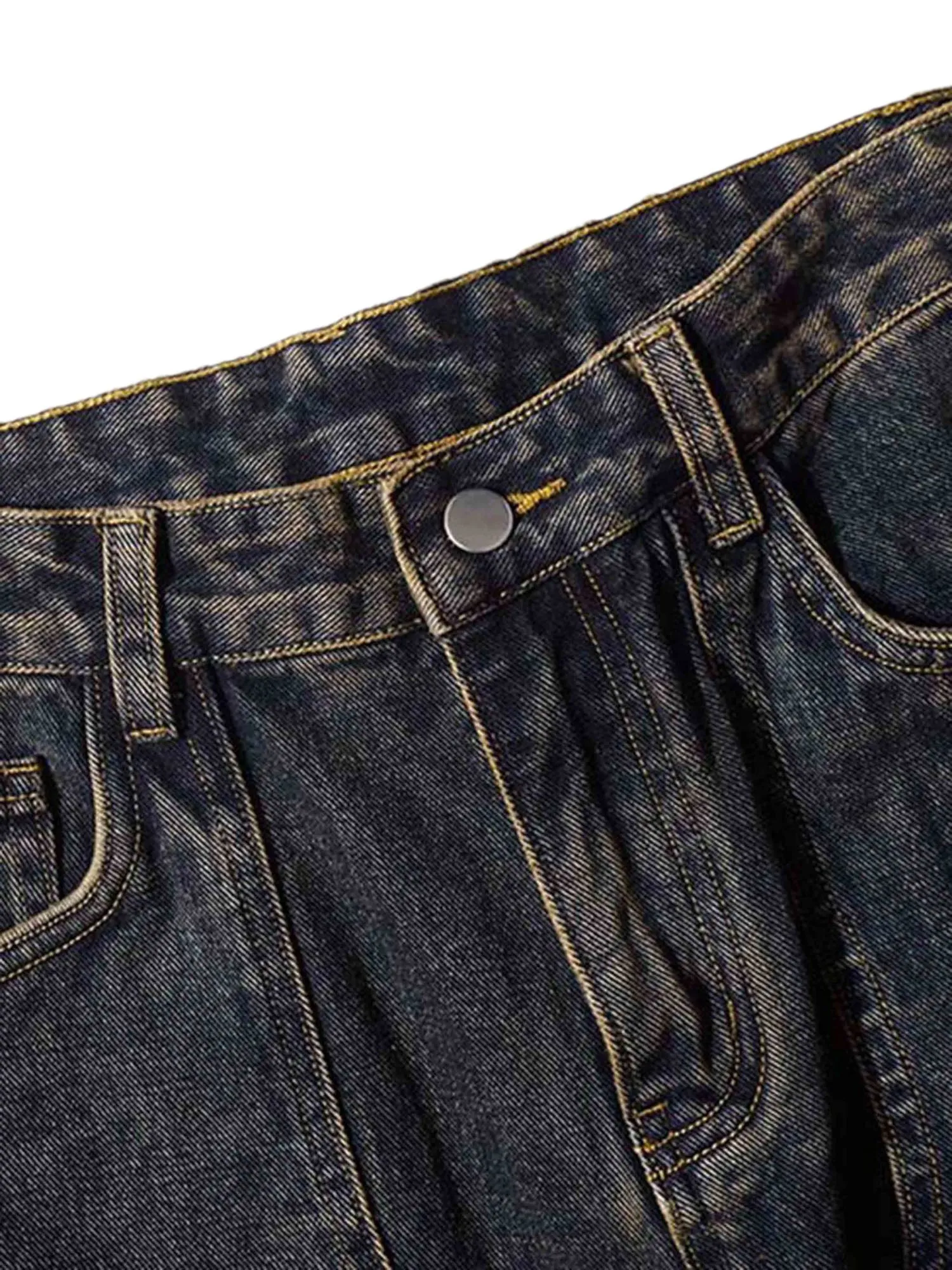 Sneakerhill Washed And Distressed Multi-pocket Jeans - 1698