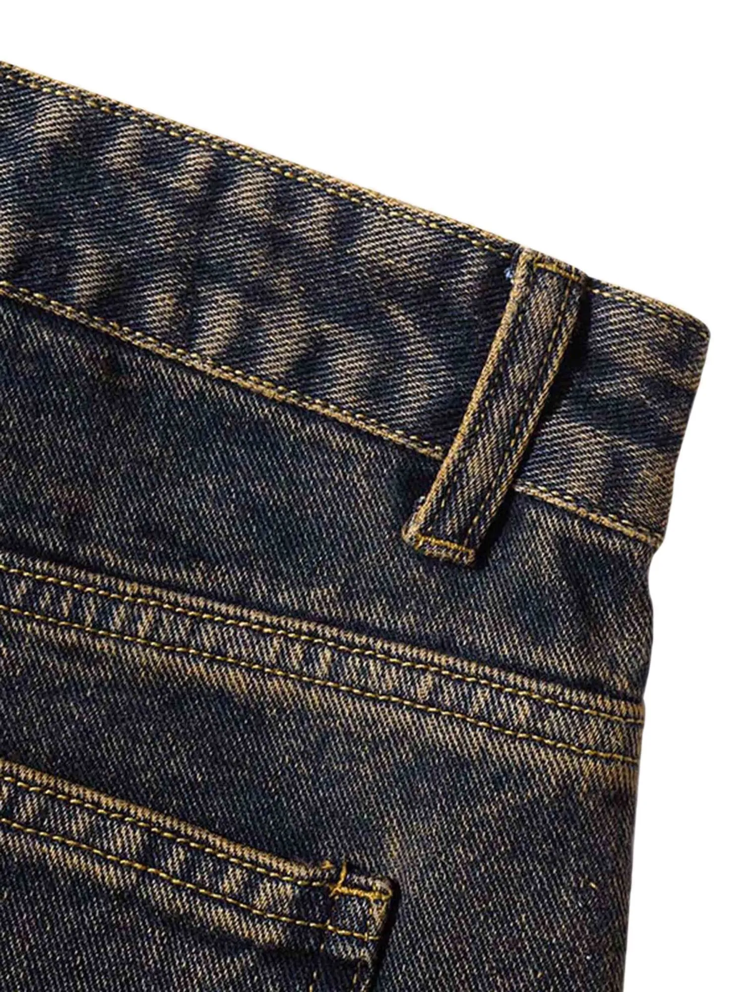 Sneakerhill Washed And Distressed Multi-pocket Jeans - 1698