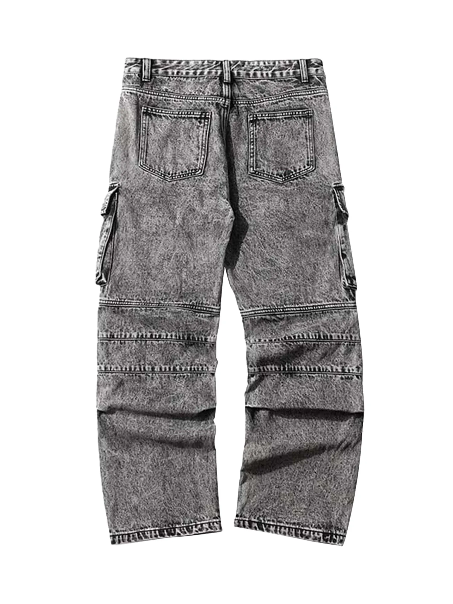 Sneakerhill Washed And Distressed Multi-pocket Jeans - 1698