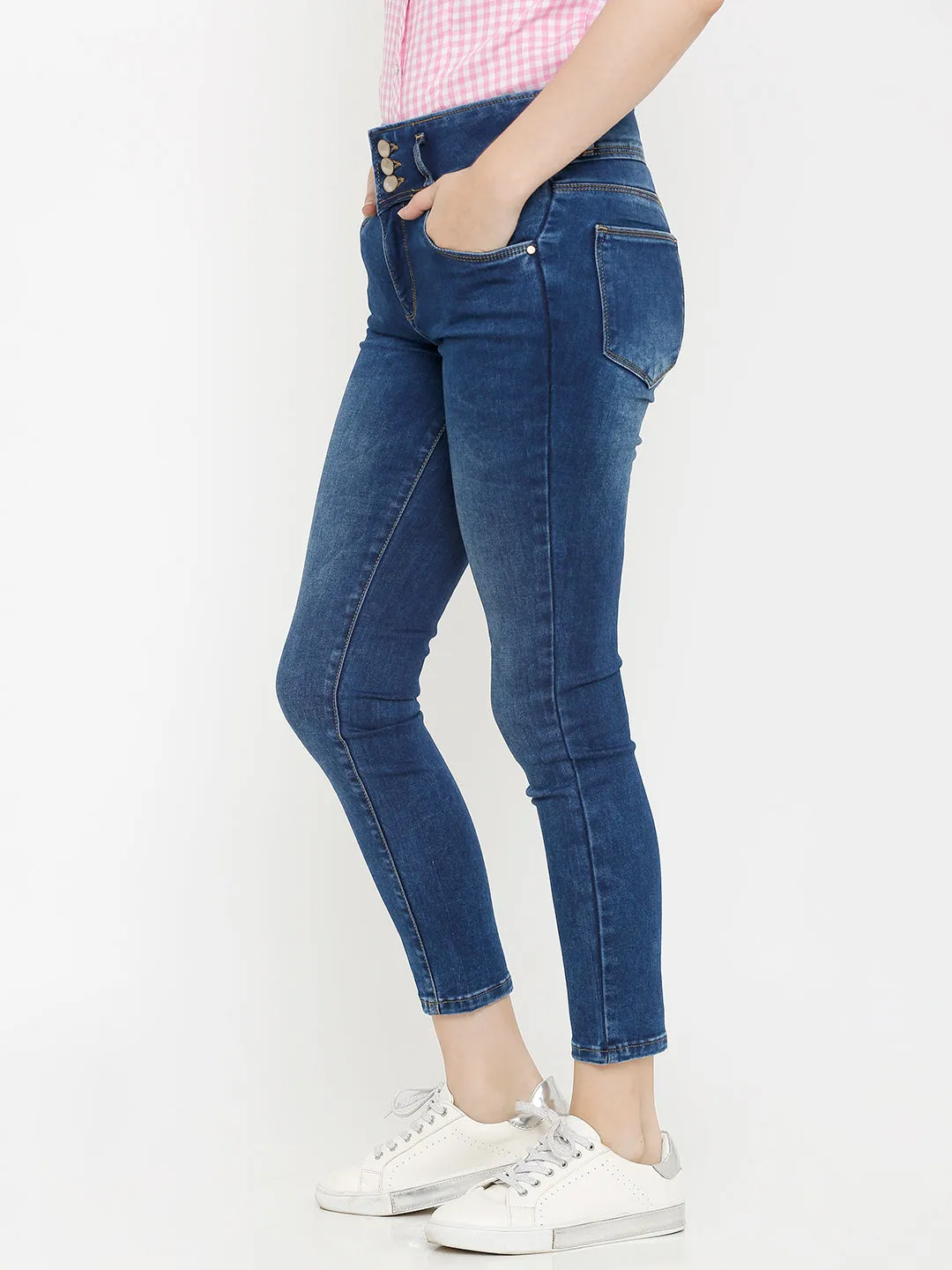 Women Blue Super High-Rise Slim Fit Jeans